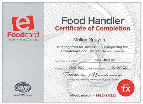 Texas Food Handlers Certification Online